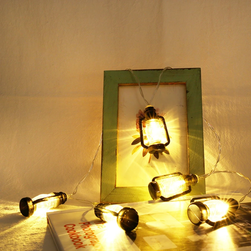 

Fairy Lights Islam Ramadan Lantern String Lights And Decorations Black Vintage Kerosene Lamp Shape Decorative Light String