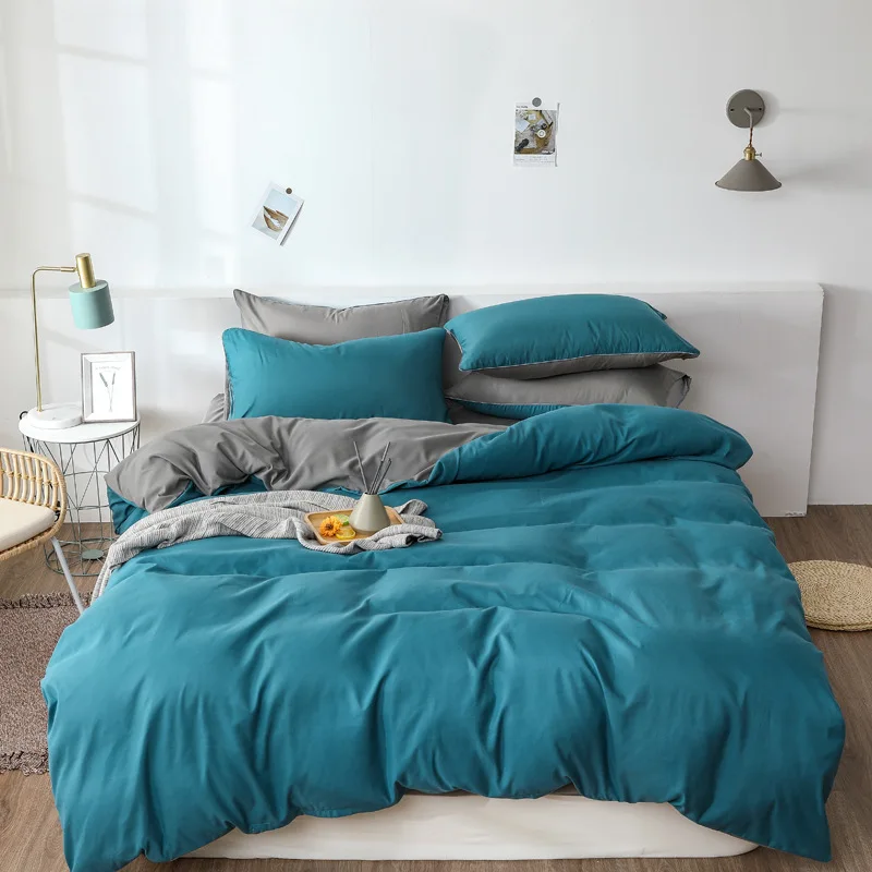 Pure Color Bed Set Queen Size 3/4 Pcs Sets Double Skin Soft Bedding Set Thickening Simple Style Comforter Bedding Sets