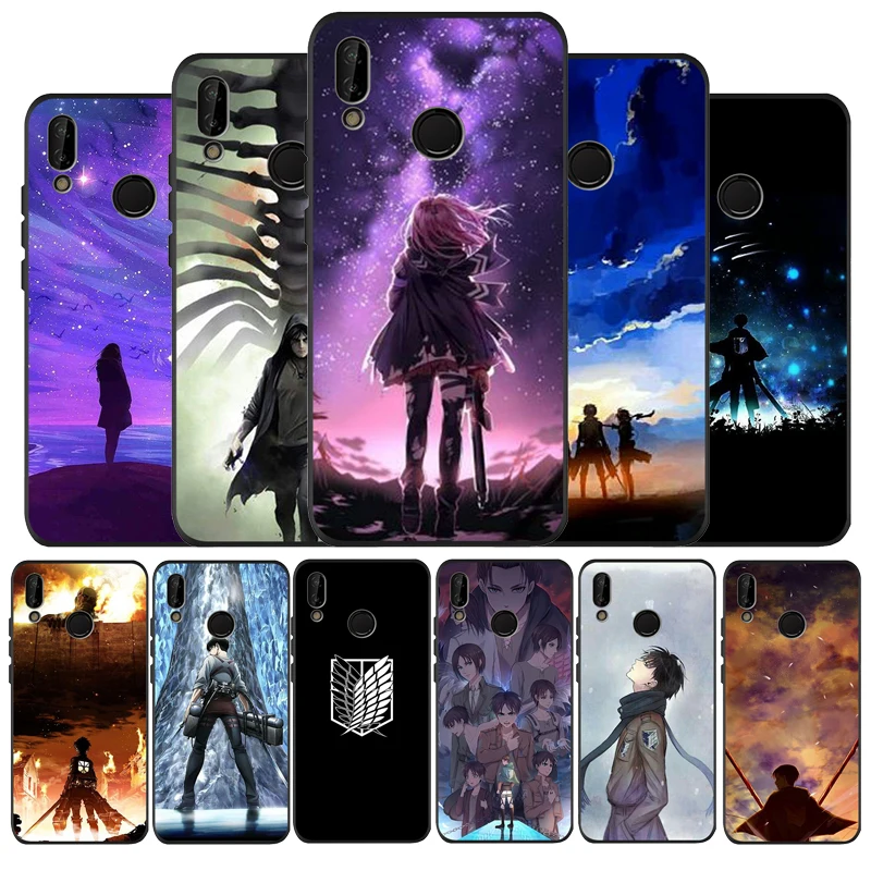 Черный силиконовый мягкий чехол Attack On Titan для Huawei P40 P30 P20 P10 P9 Lite Pro 2019 P smart Y6 Y9