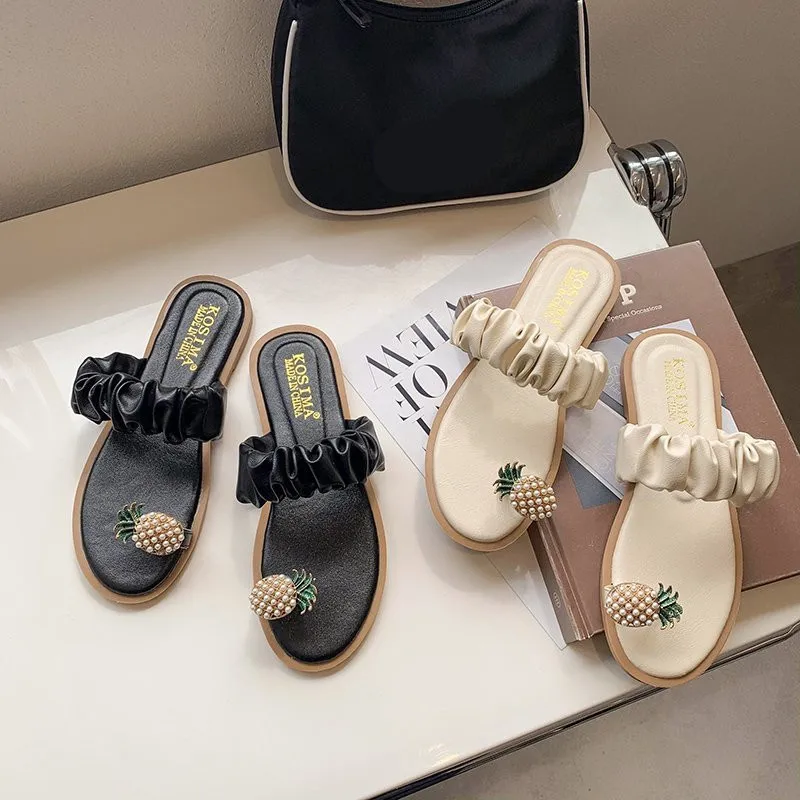 

Female Shoes Slippers Flat Summer Clogs Woman Slides Rubber Flip Flops Fashion 2021 Beach Hawaiian Luxury Rome Basic PU Slippers
