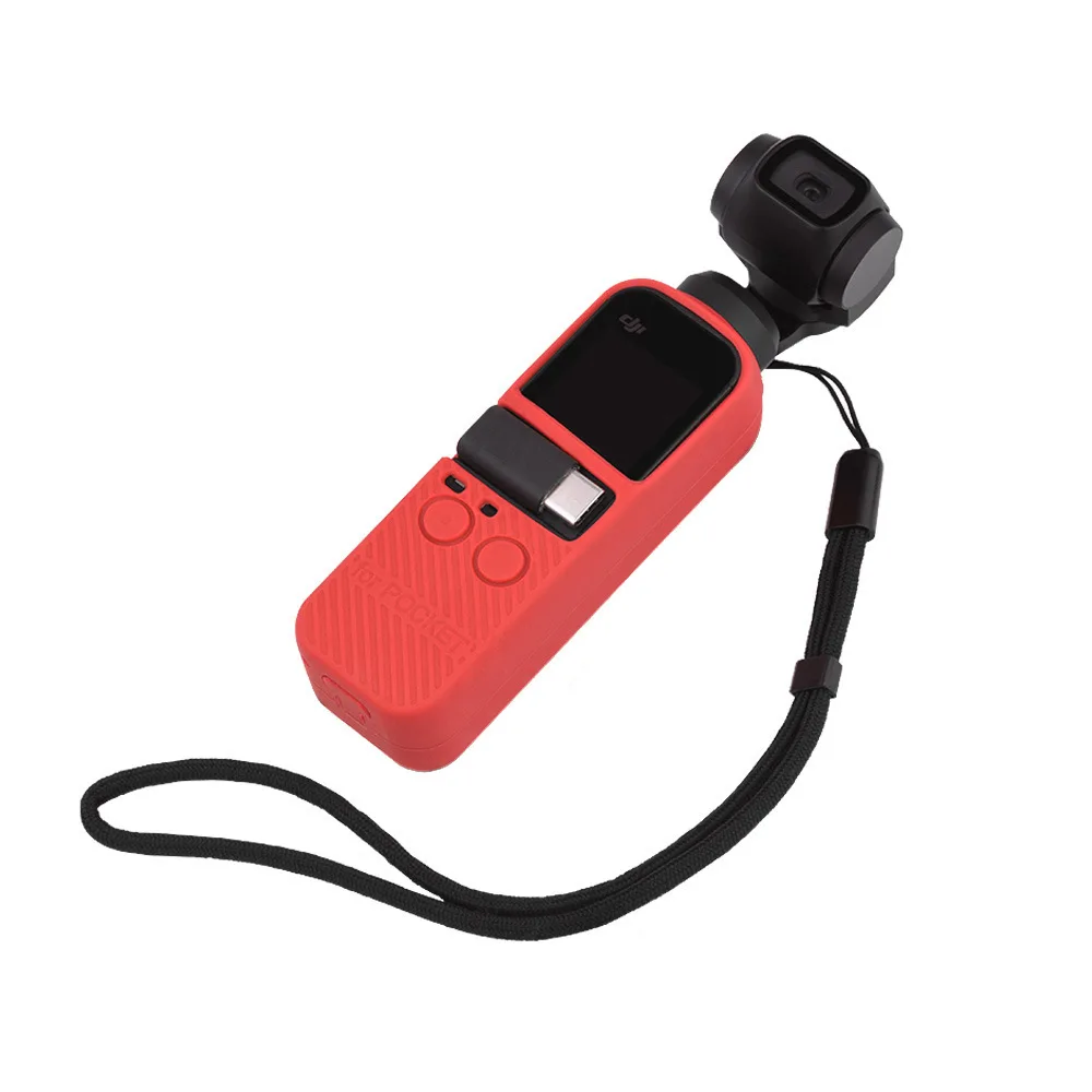 Red DJI OSMO Карманный силиконовый защитный чехол с ремешком многоцветные Защитные чехлы для DJI OSMO Карманный ручной карданный аксессуар - Цвет: Red