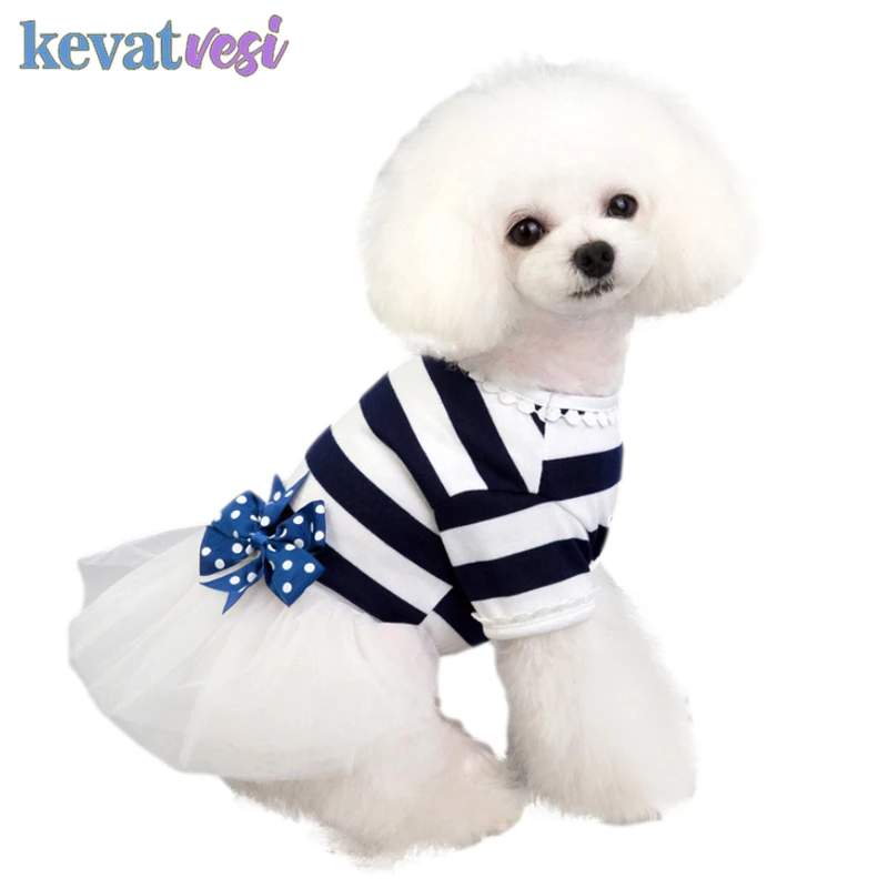 

Summer Dog Dress Bowknot Princess Dress Clothes for Small Dogs Wedding Skirt Chihuahua Pug Spring Pet Clothing XS-XL