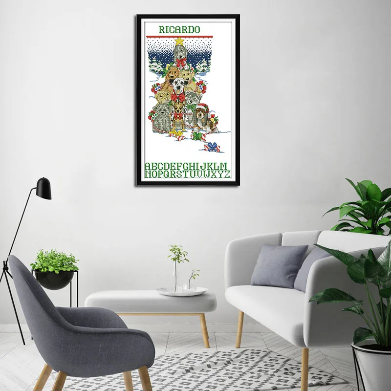 Joy Sunday Dog рождественские чулки вышивка крестиком ручной работы комплект DMC