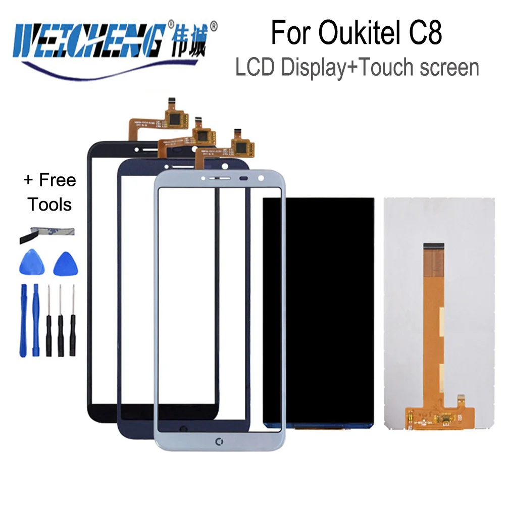 WEICHENG для Oukitel C8 3g ЖК-дисплей+ сенсорный экран протестированный ЖК+ дигитайзер стеклянная панель для oukitel c8 4g