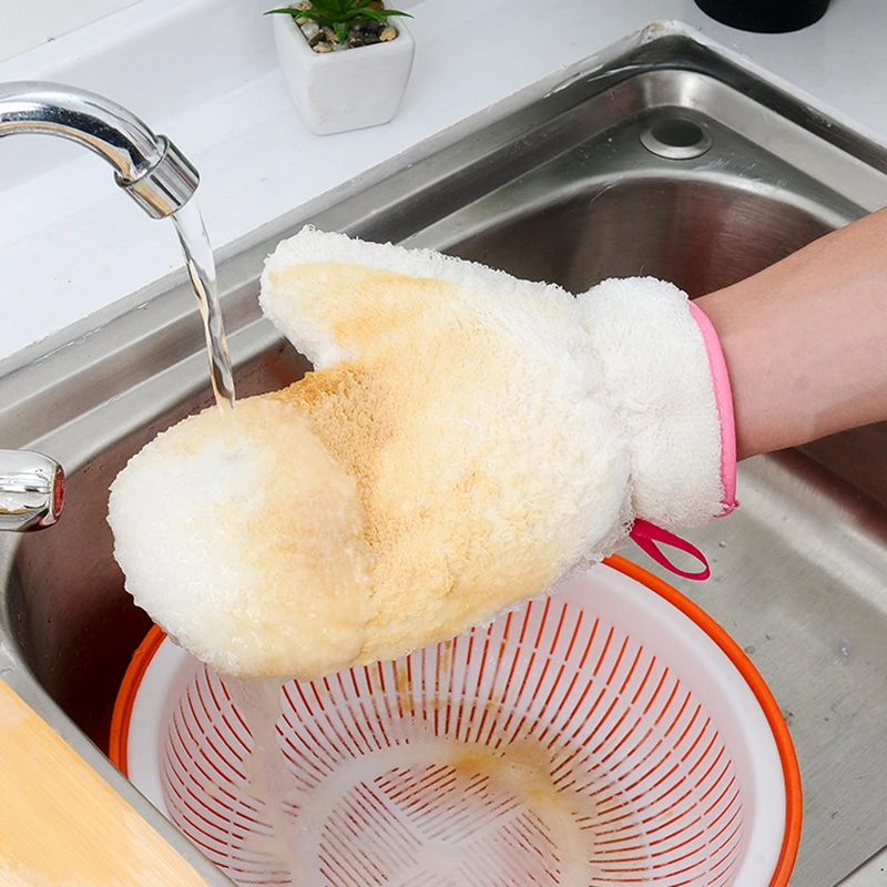 

1pc Washing Dishes Waterproof Gloves Household Cleaning Cooking Bamboo Fiber Finger Protection Mittens Utensils for Kitchen