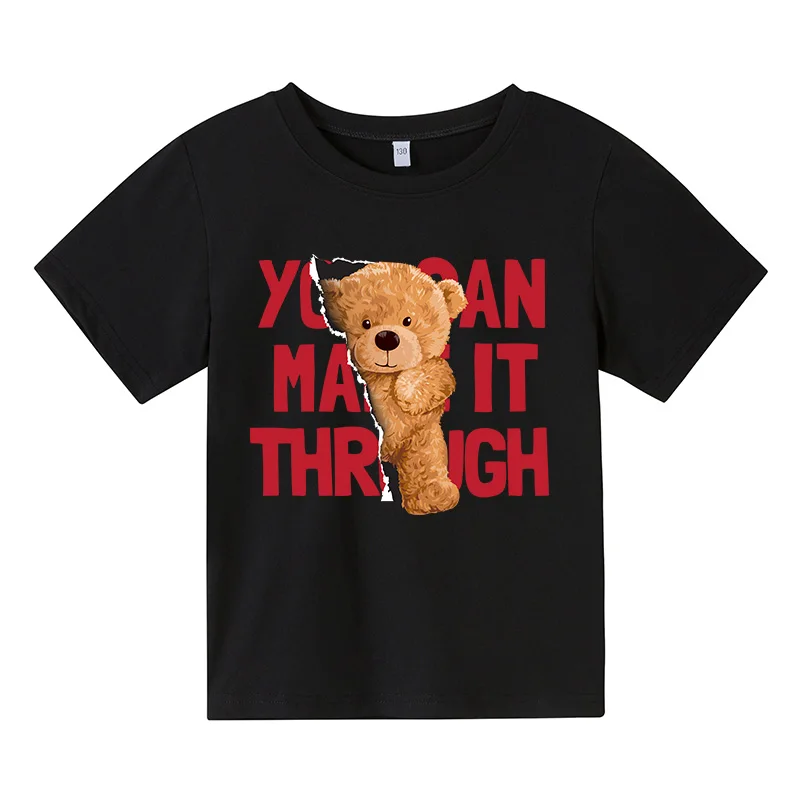 

Spring and Summer girl T-shirt Baby Short sleeve Cartoon kid Bear Tops Street Cotton Tshirt children's clothing boys Shirt cool
