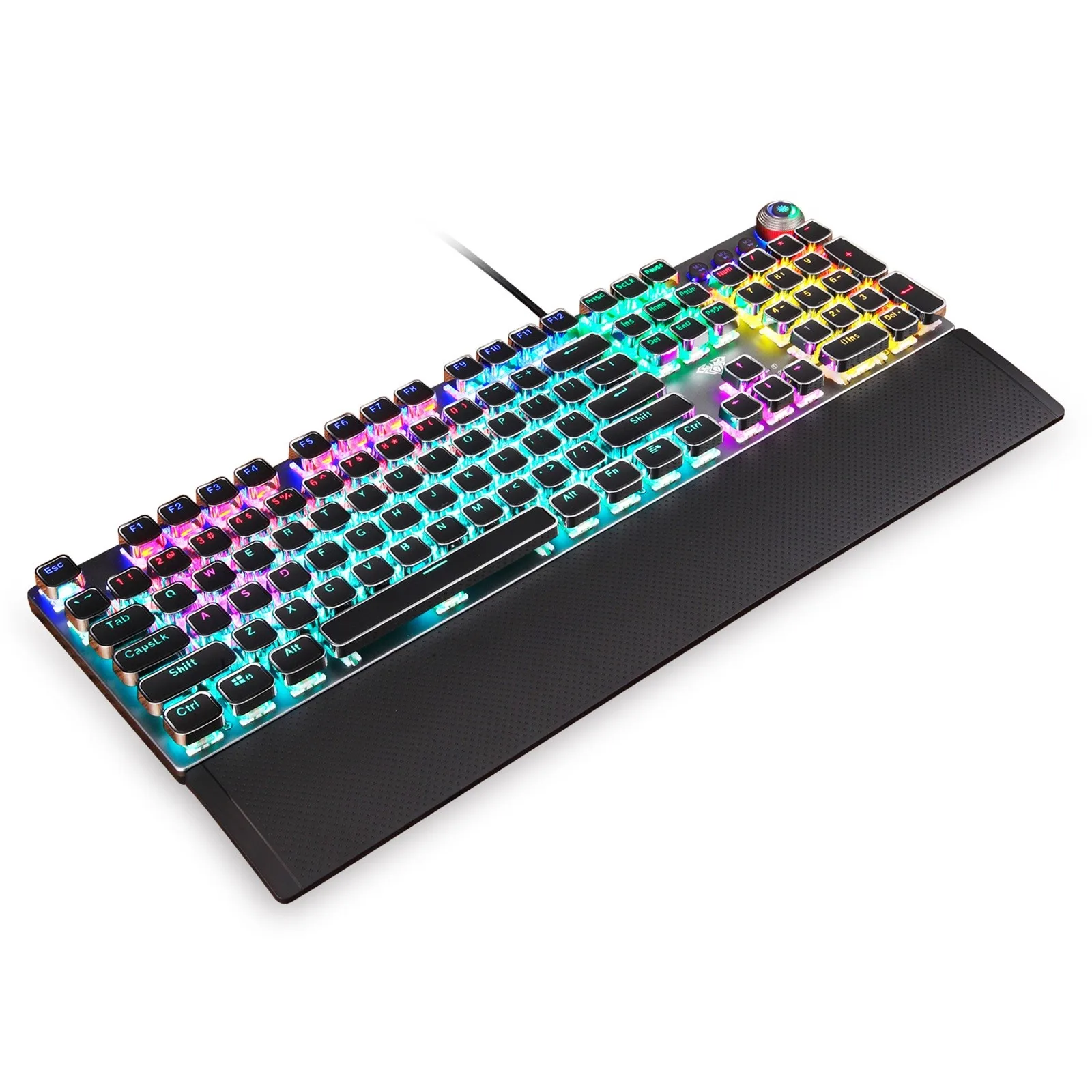 

Steampunk Gaming Mechanical Keyboard Metal Panel Square Retro Keycap Backlit