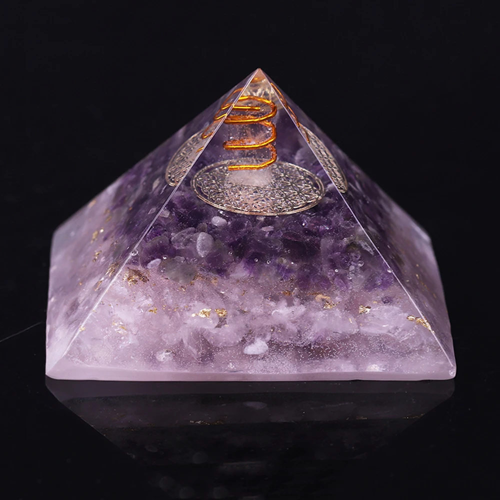 Натуральный Аметист оргонит пирамида преобразователь энергии ОРГОН аура чакра