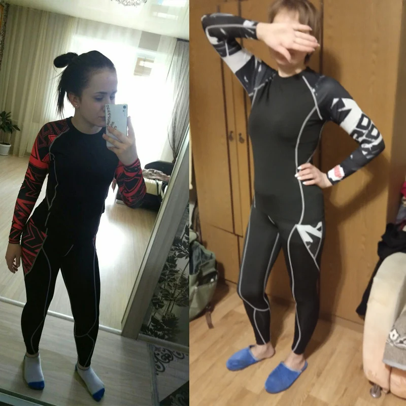 

Women's Sports Suit Running Clothes Women Winter Long Johns Compression Underwear 2 Pieces Yoga Workout Set Jogging Suits Women