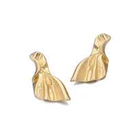 geometric folds irregular stud earrings metal earrings golden earrings jewelry trendy accessories for women