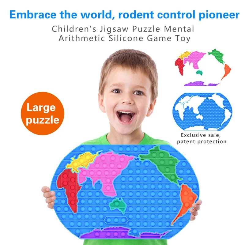 

New Push Bubble Toys Kids Adults World Map Jigsaw Puzzle Educational Learning Fidget Stress Reliever Silicone Game Toy