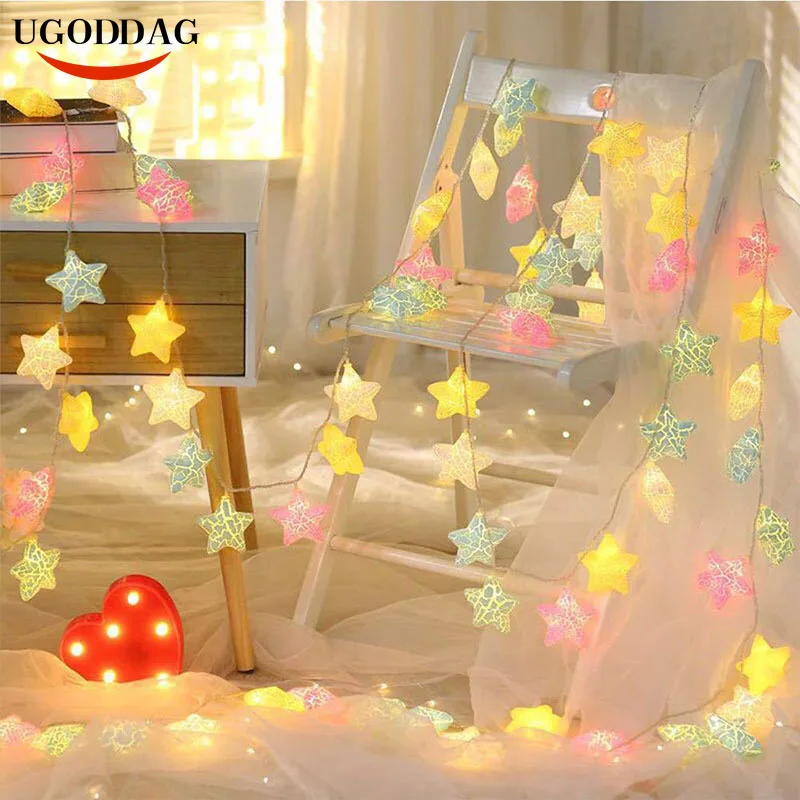 

СВЕТОДИОДНАЯ Гирлянда в виде трещин со звездами, 10/20 м, 3 м, 1,5 светодиодов, гирлянда, Рождественский фонарь, уличное украшение для сада, свадь...