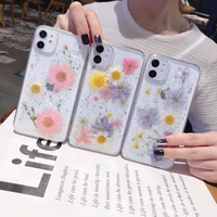 tfshining dried flower silver foil clear phone cases for iphone 12 11 pro max xr x xs max 6 6s 7 8 plus silicone soft coque capa