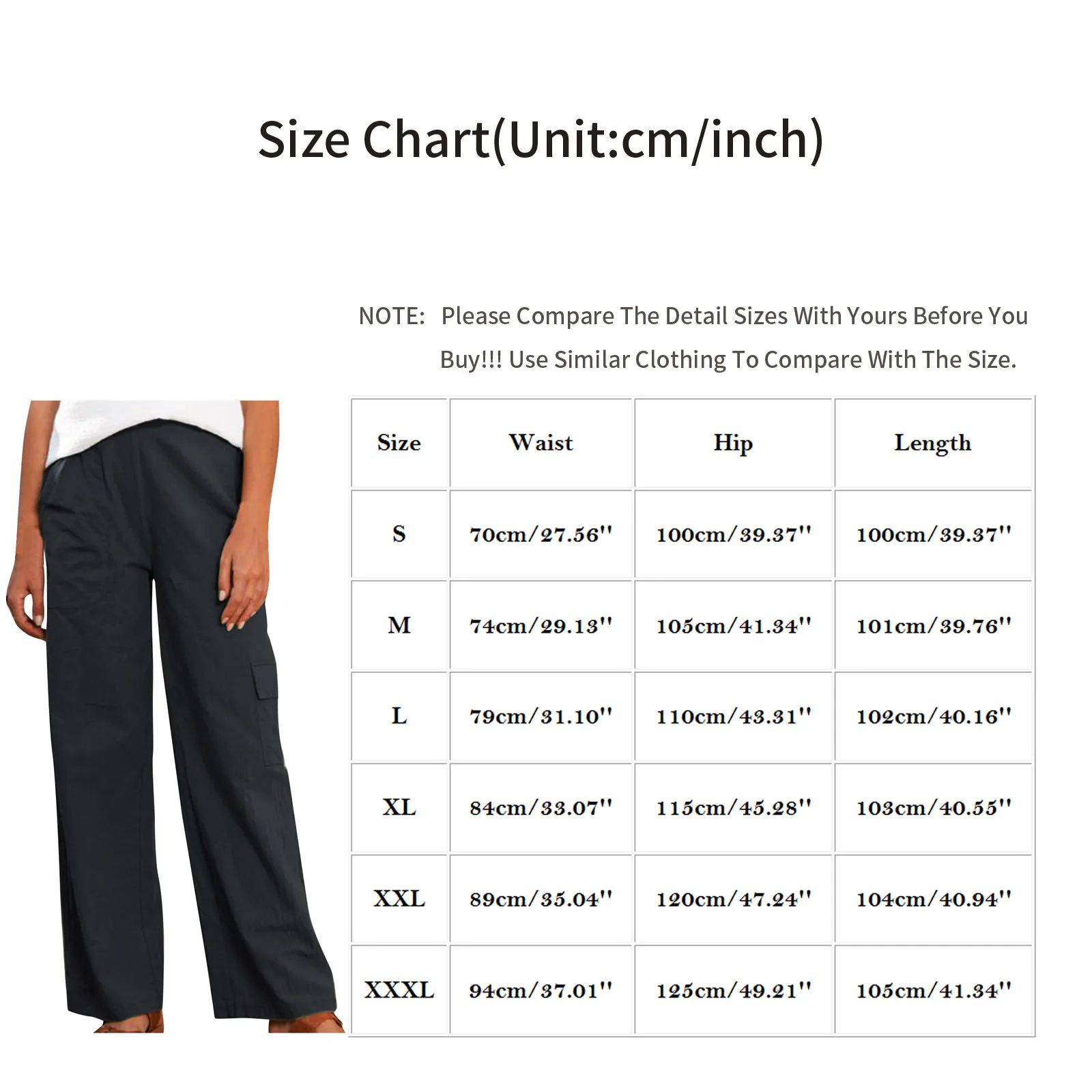 

New Women's Linen Multi-Pockets Solid Casual Pants Loose Trousers Overalls Pants pantalones de mujer