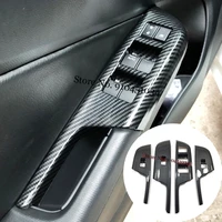 abs carbon fiber for honda city sedan 2014 2016 accessories car door armrest window glass lift control switch button cover trim