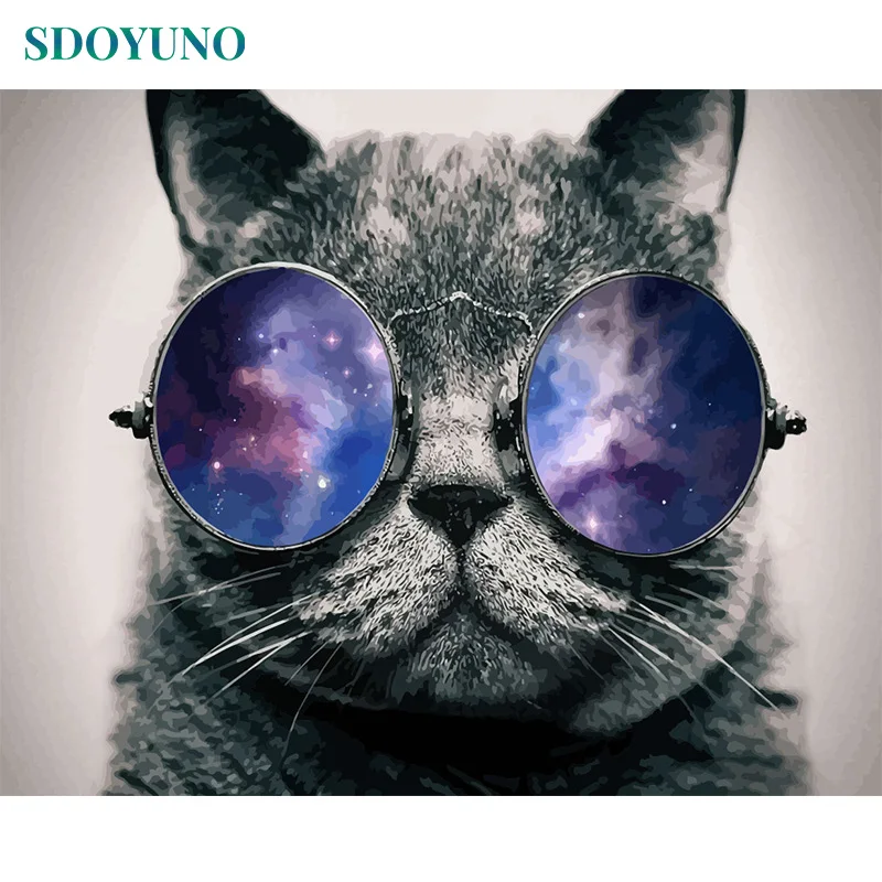 

SDOYUNO 50x65cm DIY Frameless oil Painting By Numbers Animals Cat Room Decoration Paint By Numbers For Home Decor Unique Gift