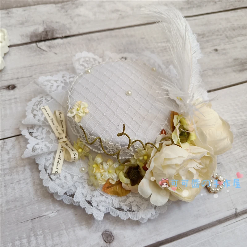 Лолита Камелия элегантная плоская шляпа котелок невесты Харадзюку