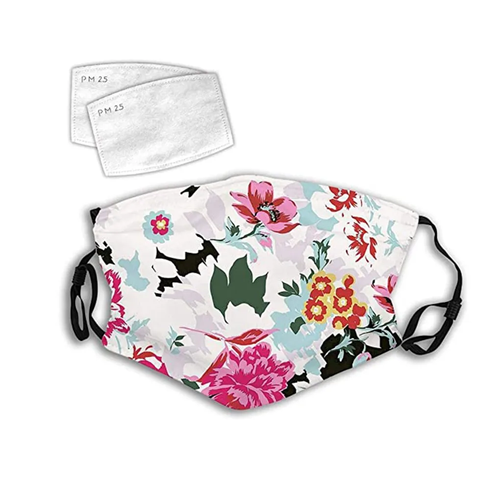 

1pc Masques+2pcs filters Floral Sea Printed Reusable Mouth Maschere Washable Face mascarilla Windproof Mascherina Cap 208
