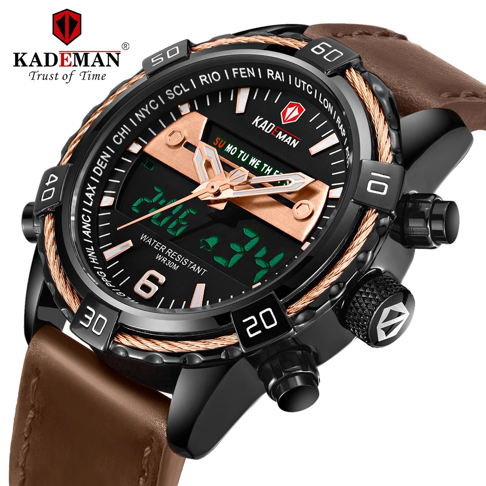 6173 Топ люксовый бренд военные кварцевые мужские часы с ЖК-дисплеем Дата