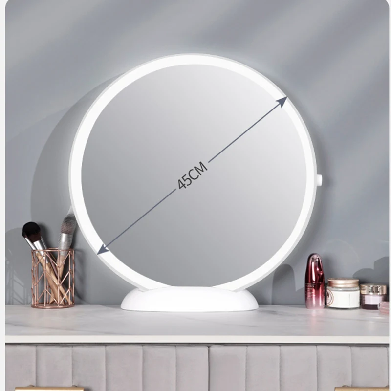 

JORDAN&JUDY 16 Inch Makeup Mirror Large Desktop Led Makeup Mirror Big Round Shape Cosmetic Mirror With Touch Dimmer USB Charging