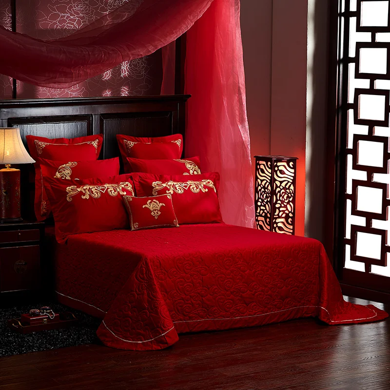 Роскошный Золотой Феникс Лун Роза вышивка Китайская свадьба 100% хлопок