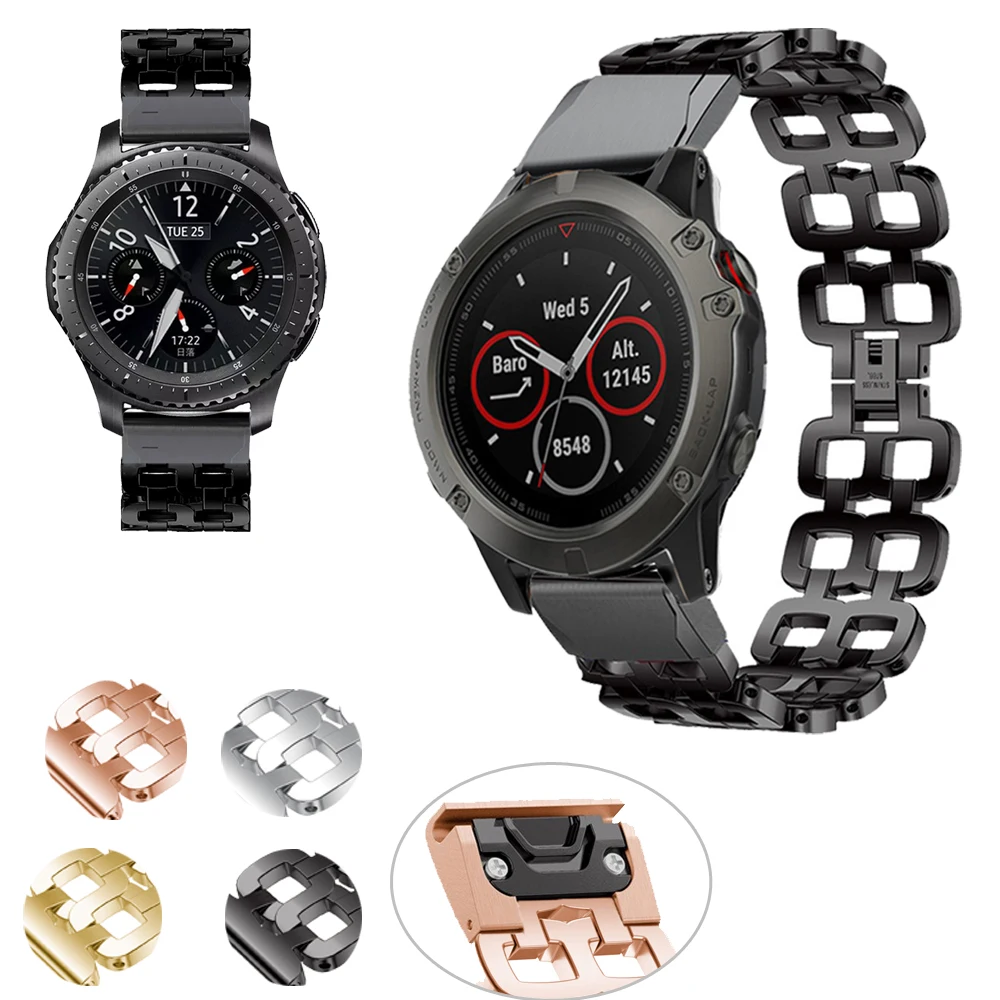 Браслет из нержавеющей стали для смарт часов Garmin Fenix 5 5X Plus 6X 6 6XPro 3 HR Mk1