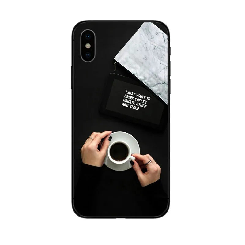 ОК но сперва кофе мягкий черный кремний ТПУ чехол для телефона IPhone 6 6s 7 8 PLUS X XR XS MAX 5 5S SE coque|Чехлы-накладки| |