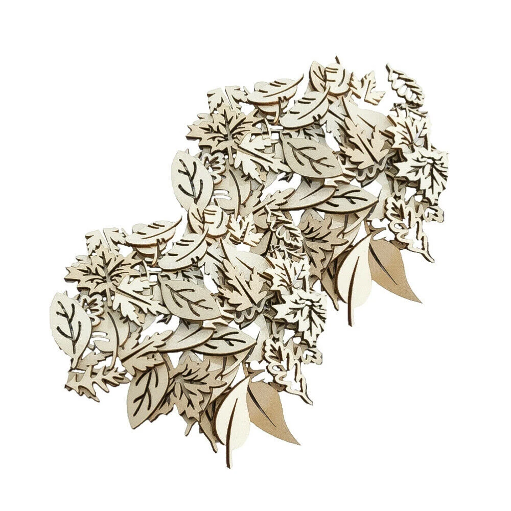 100 шт поделки своими руками деревянные чипсы в форме листа смешанные украшения