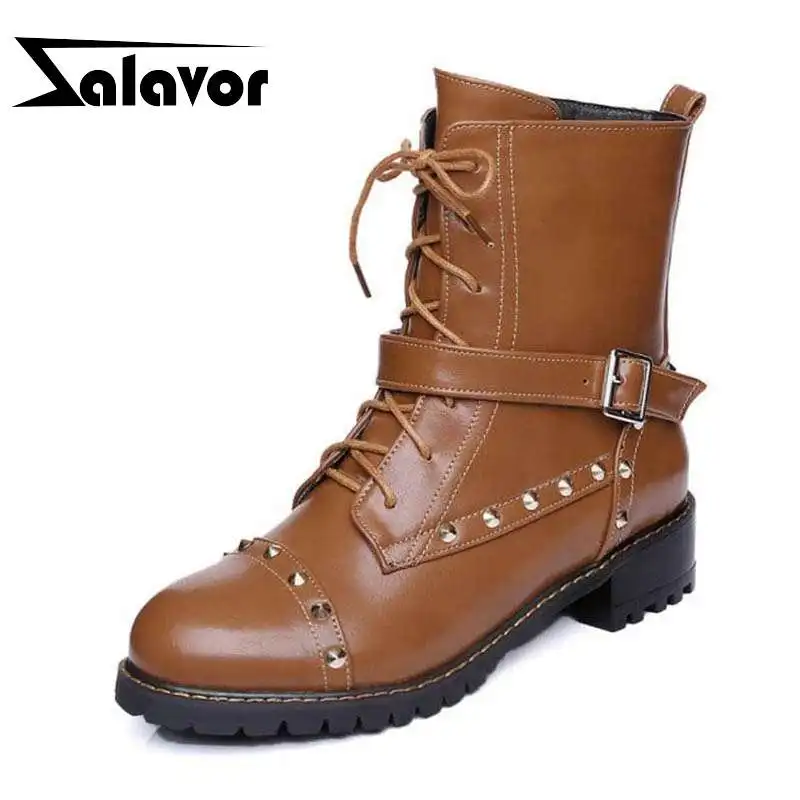 Женские полусапожки на плоской подошве с заклепками молнии размеры 30 47|Сапоги до