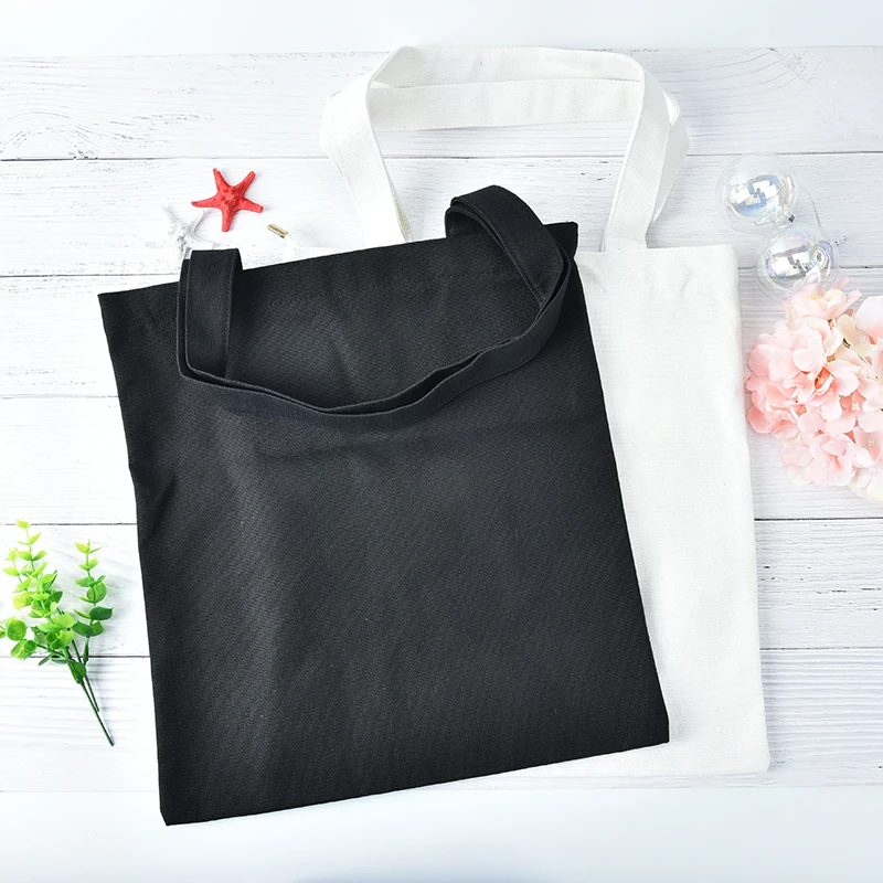 

Portable Simple Style White/black Shopping Cotton Bag Canvas Tote Bag For Woman