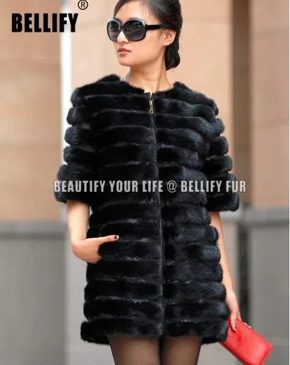 Женское пальто из натурального меха зимняя куртка средней длины Меха чернобурки