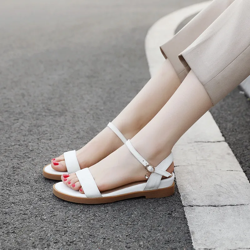 Сандалии женские на плоской подошве повседневные мягкие босоножки из