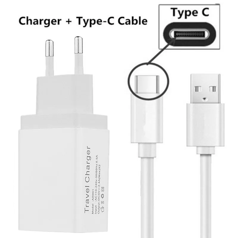 2 USB настенное зарядное устройство для Xiaomi mi 8 Lite mi A2 A1 9t Red mi 6 Pro 5 Plus 7 6A 7A Note 5 6 Pro 7 USB кабель для передачи данных Pocophone F1 - Тип штекера: this one