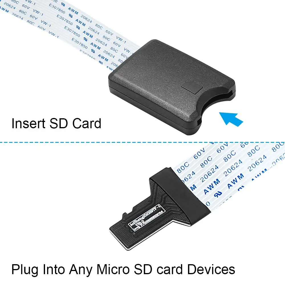 Onvian Micro SD для SD Расширение карты кабель TF для Micro SD кардридер гибкий удлинитель адаптер для автомобиля gps 3d принтер ТВ DVD