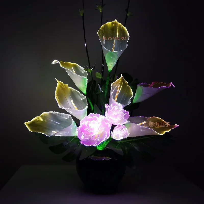 Creative lamp Hand-made Fiber flower Calla peony Artificial For Wedding Decoration Party Flower Hotel Gift/Home Decor