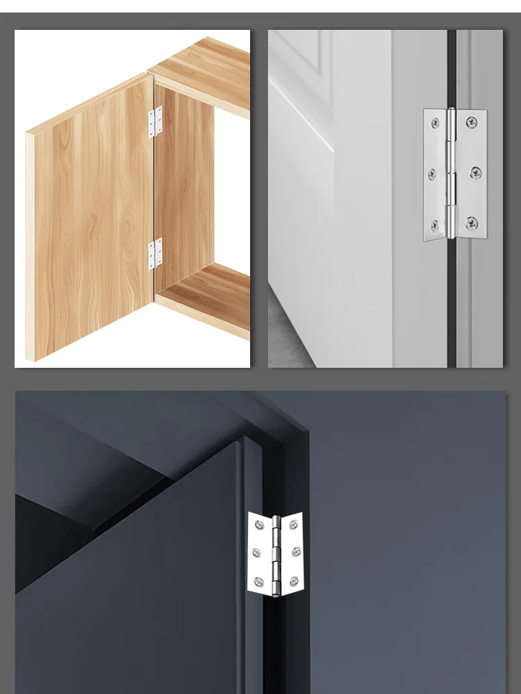 

10pcs Hardware Stainless Steel Door Hinges Connector Drawer 6 Mounting Holes Durable Furniture Bookcase Window Cabinet Home