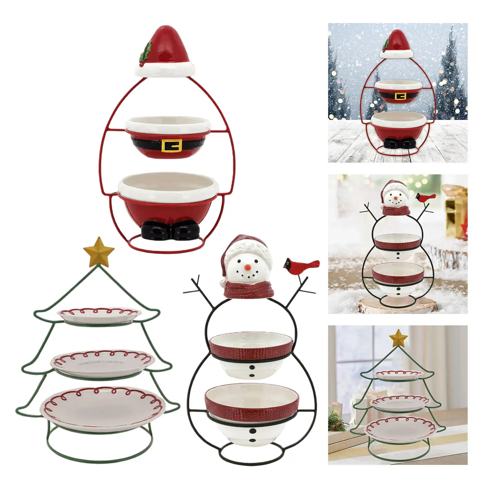 

Набор из двух ярусных чашек с металлической подставкой, подставка для фруктовых мисок, подставка для закусок, многоярусная подставка для се...