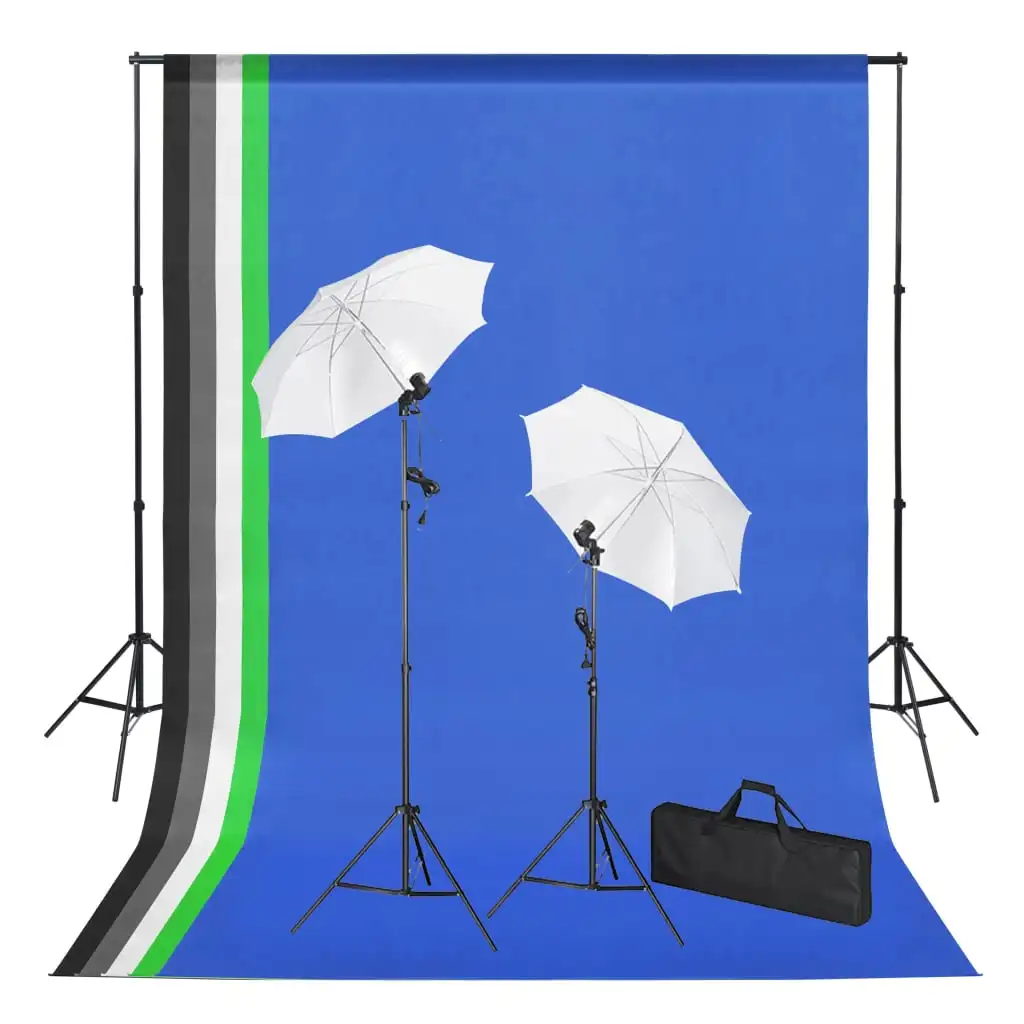 Photo studio Kit with backdrops lamps and umbrellas free shipping France | Электроника
