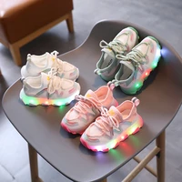 kids boys casual luminous sports shoes light led colorful shoes stretch cloth baby girl toddler shoes pink glowing sneakers