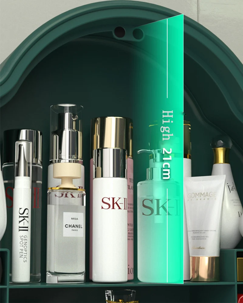 

Bathroom Wall-mounted Makeup Organizer Punch-free Large Capacity Cosmetic Jewelry Storage Box Women Skin Care Beauty Rack New