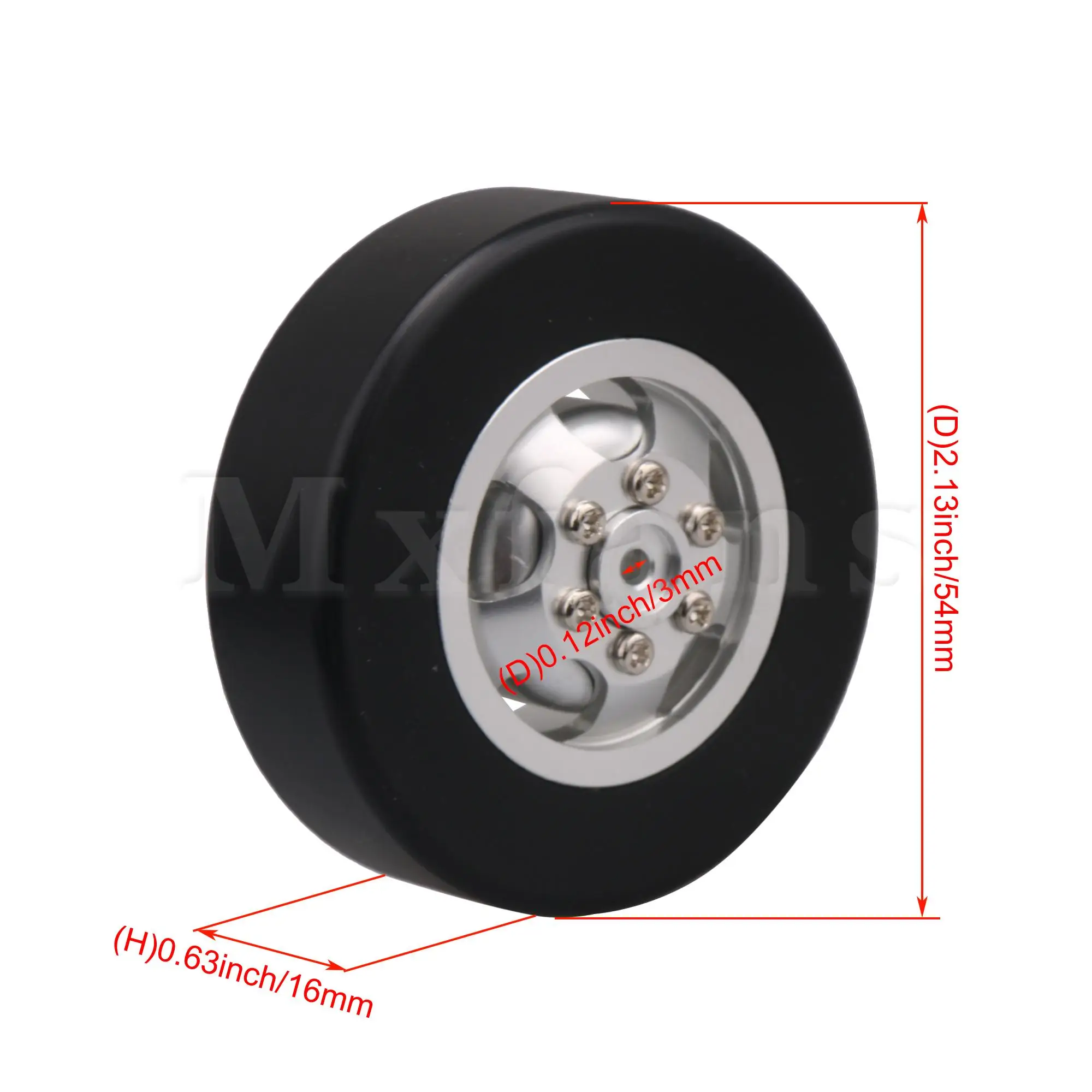 

4Pieces RC1:16 Silver 5 Spoke Wheel Rims Tyres Replacement for WPL D12