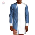 Летние мужские топы в стиле пэчворк, африканская одежда, базин богатый африканский дизайн, одежда, повседневные мужские рубашки из 100% хлопка WYN552