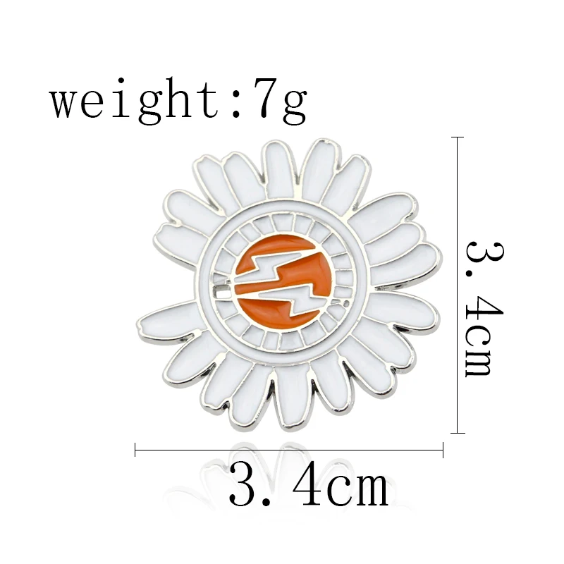 New Fashion Cute Lightning Daisies Chrysanthemum Button Pins Denim Jacket Clothes Lapel Pins Women Girls For Valentine's Day