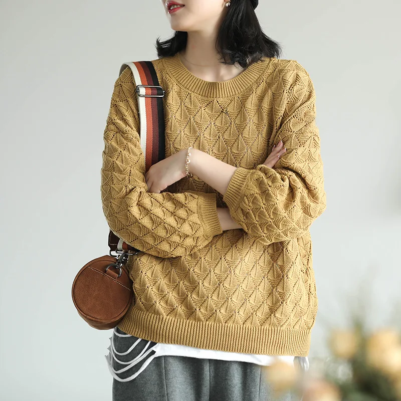 Осенний свитер женские вязаные свободные модные пуловеры новинка 2019 топы