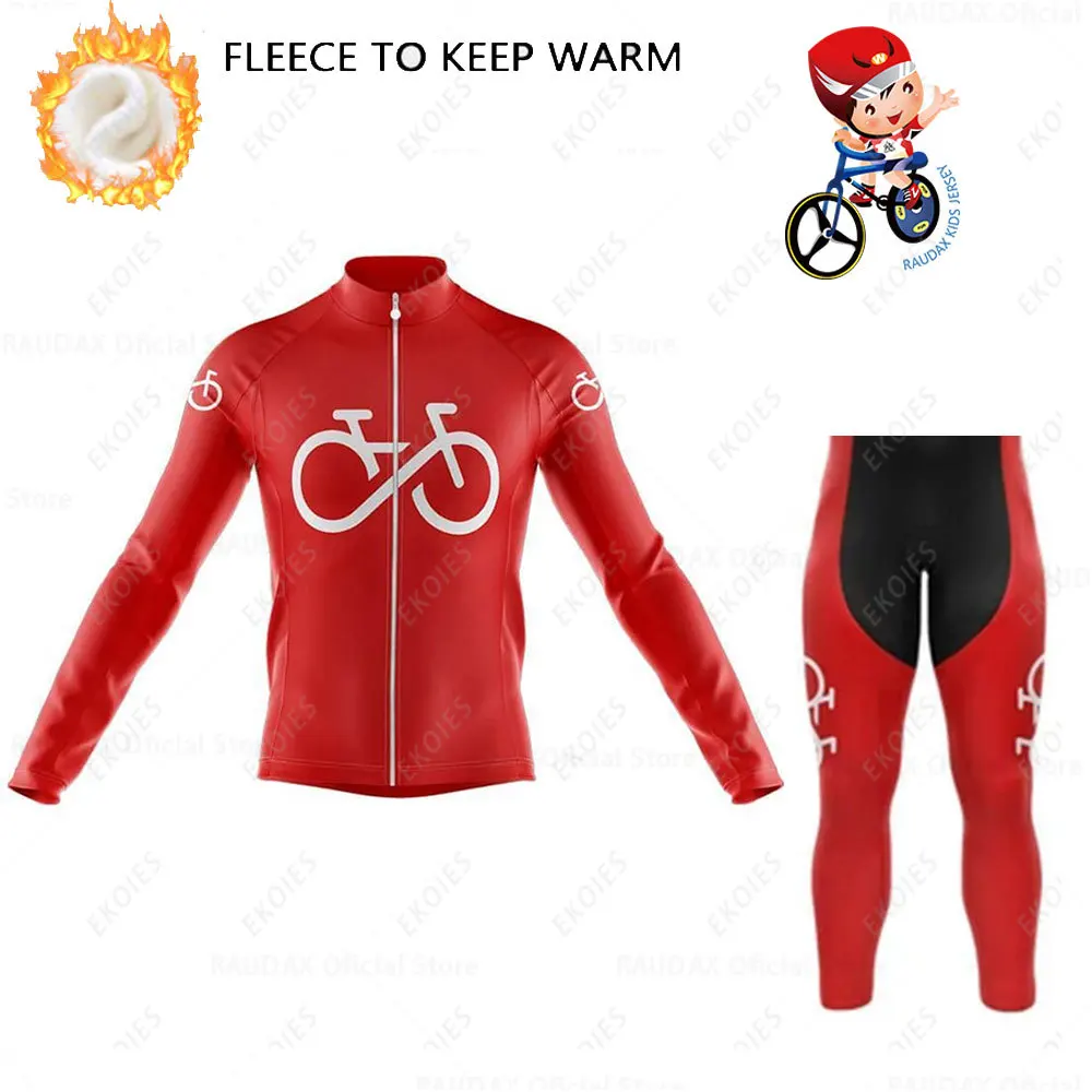 

Children Winter Cycling Jersey Set 2022 Winter Fleece Long Sleeves Kids Bike Clothing Outdoor Mountain Bicycle Uniform Bike Wear
