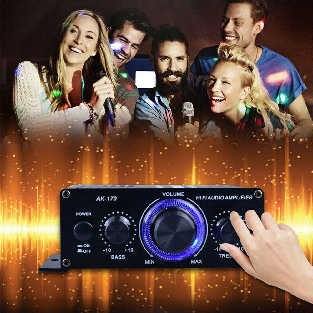 Цифровой Hi-Fi усилитель мощности AK170 400 Вт 12 В FM-радио микрофон автомобильный