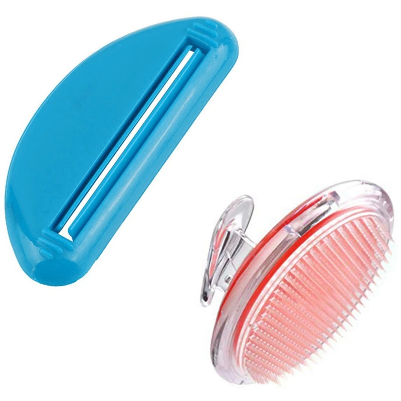 

2 Pcs Card Pack Squeezer For Toothpaste Random Color & 1 Pcs Exfoliating Brush Body Brush Orange