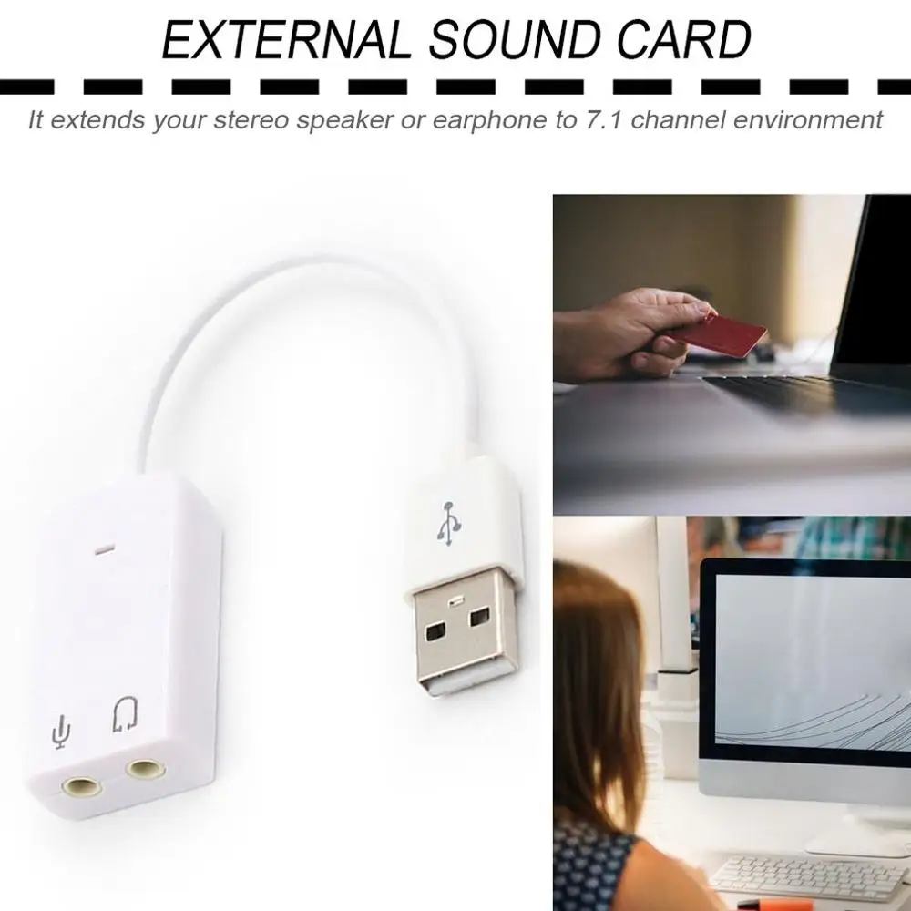 

External USB Sound Card 3D Virtual 7.1 Channel Audio Sound Card Adapter Plug & Play For PC Desktop Laptop Notebook