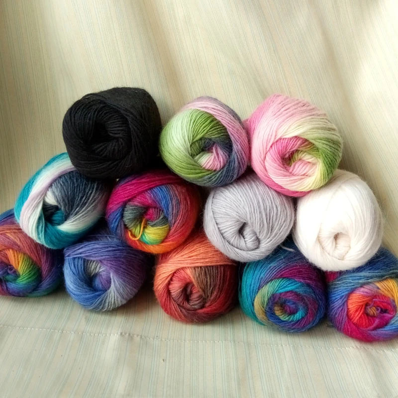 Длинная окрашенная шерстяная пряжа для вязания крючком 50 г толстые шерстяные