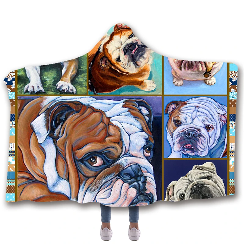 Одеяло с капюшоном и принтом животных для домашних Флисовое одеяло s броски